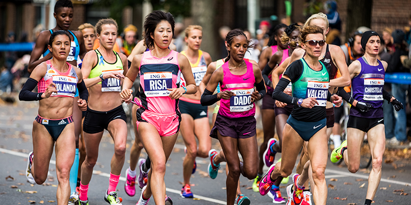 The elite women's field running the 2013 New York Marathon