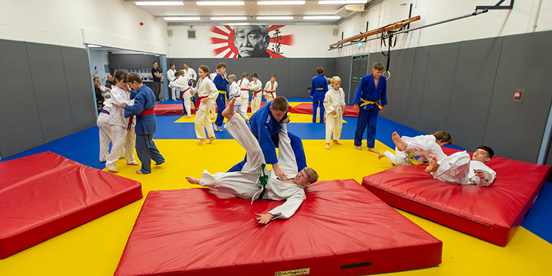 A group of children doing judo practice
